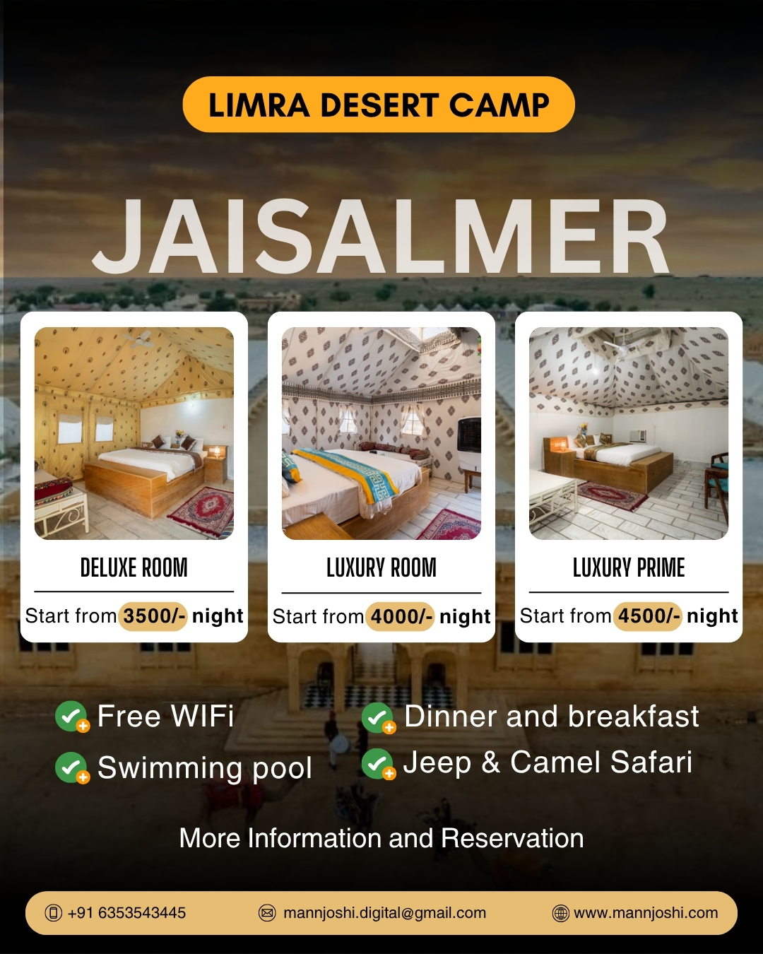 Luxury Desert Camp Poster Design in Jaisalmer by Click Cameo